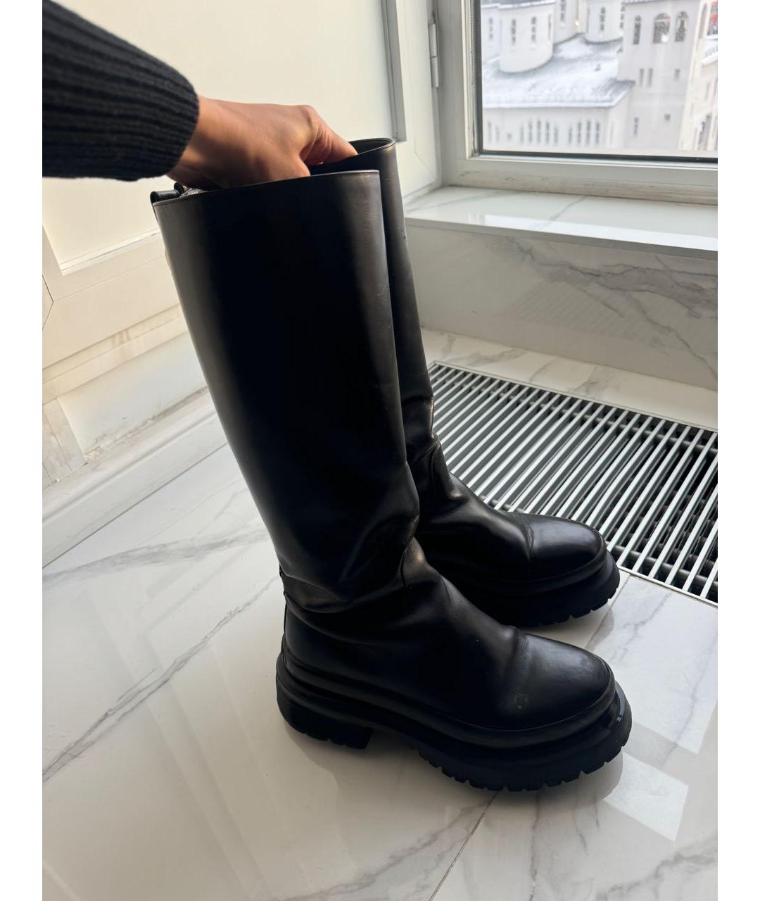 VALENTINO Черные кожаные сапоги, фото 5