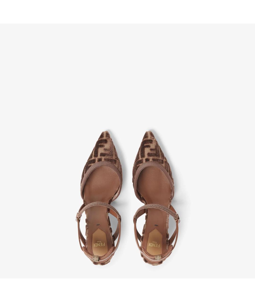 FENDI Коричневые бархатные туфли, фото 5