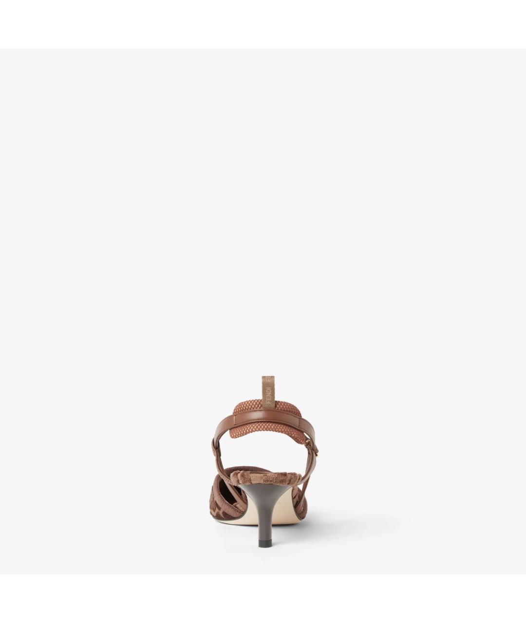 FENDI Коричневые бархатные туфли, фото 4