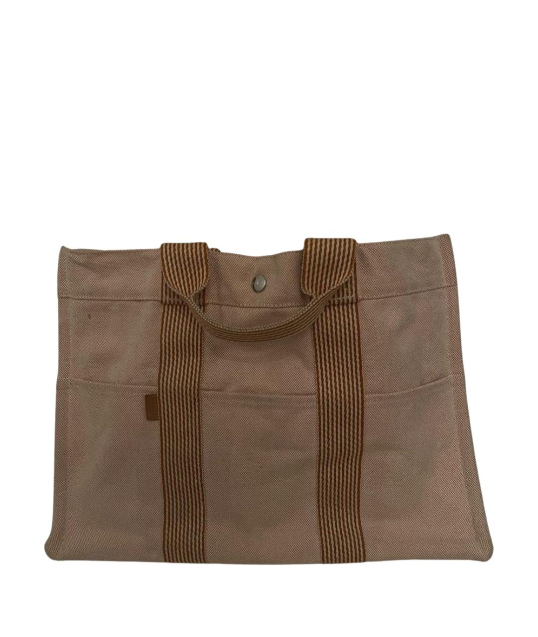 HERMES Бежевая тканевая сумка тоут, фото 1