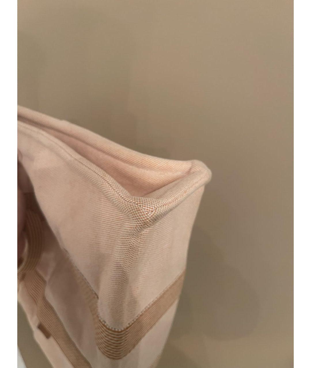 HERMES Бежевая тканевая сумка тоут, фото 5