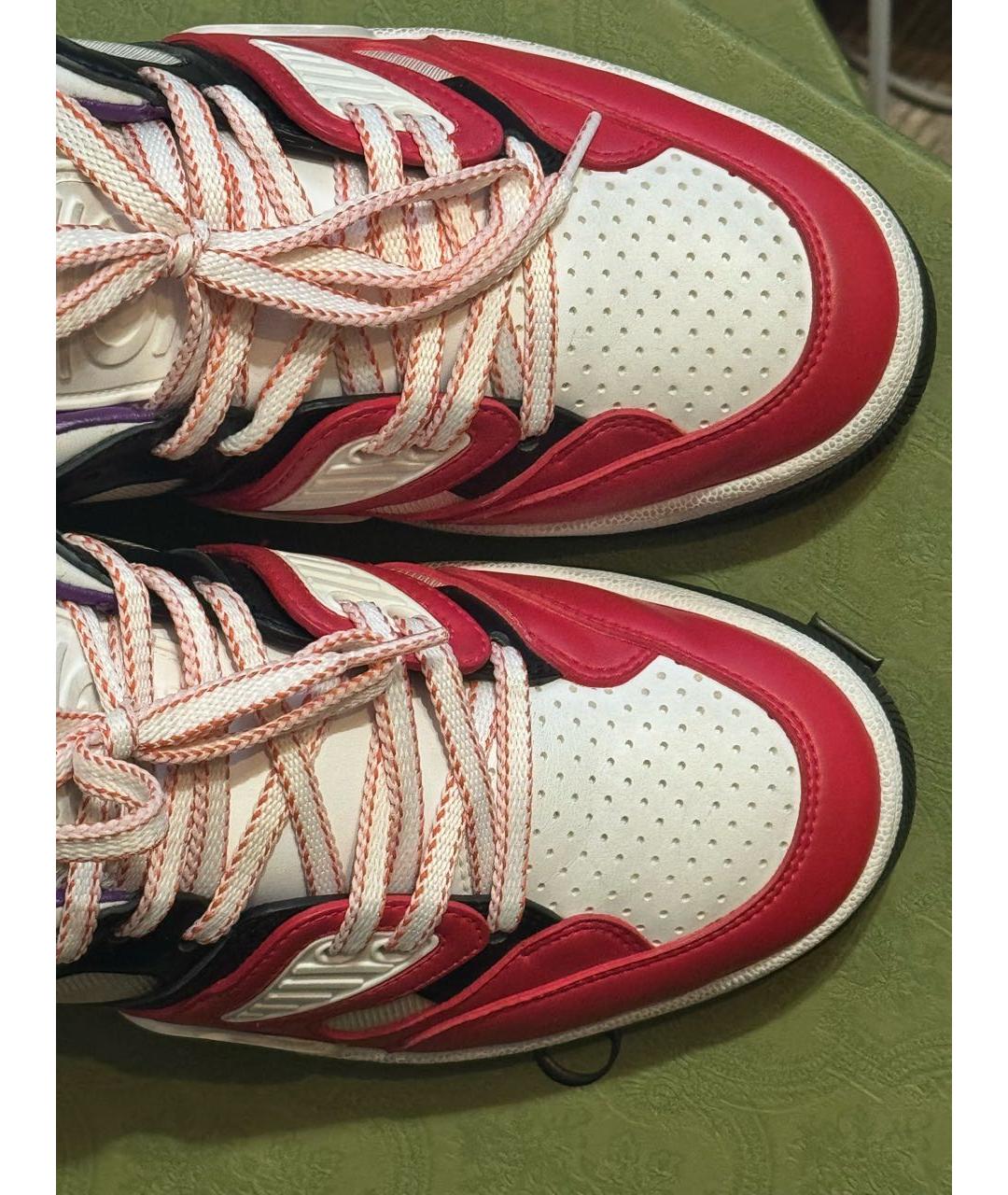 GUCCI Бордовые кроссовки из искусственной кожи, фото 2