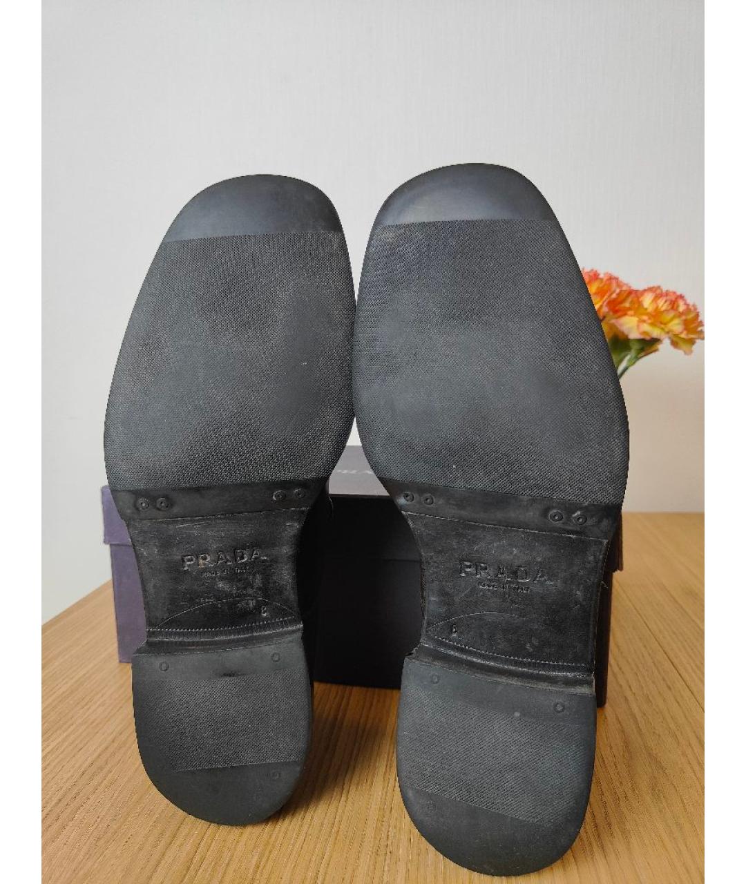 PRADA Коричневые кожаные низкие ботинки, фото 6