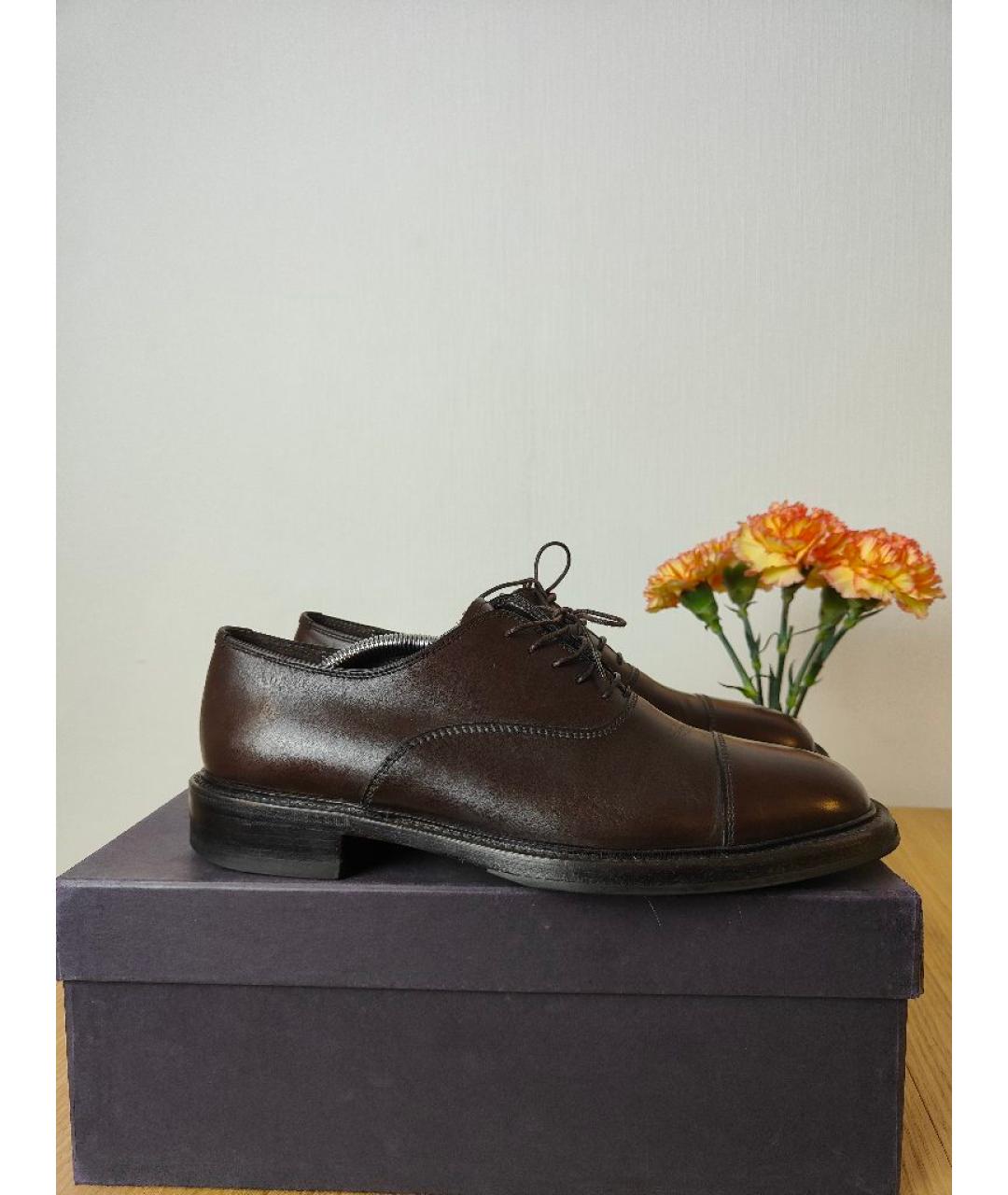 PRADA Коричневые кожаные низкие ботинки, фото 10