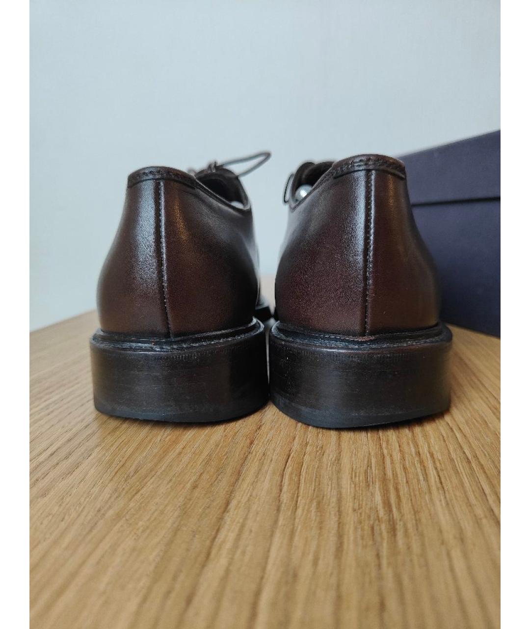 PRADA Коричневые кожаные низкие ботинки, фото 7