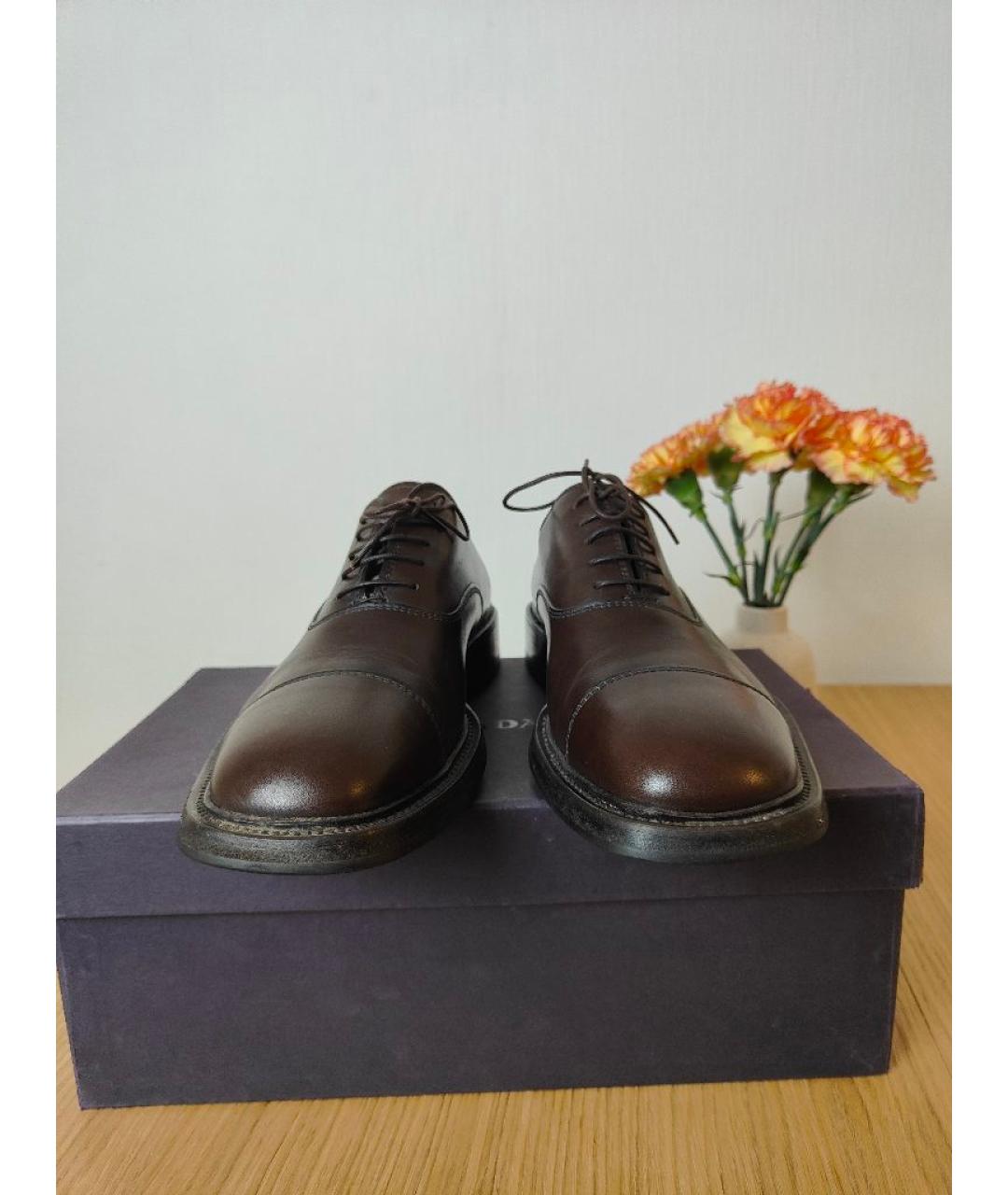 PRADA Коричневые кожаные низкие ботинки, фото 4