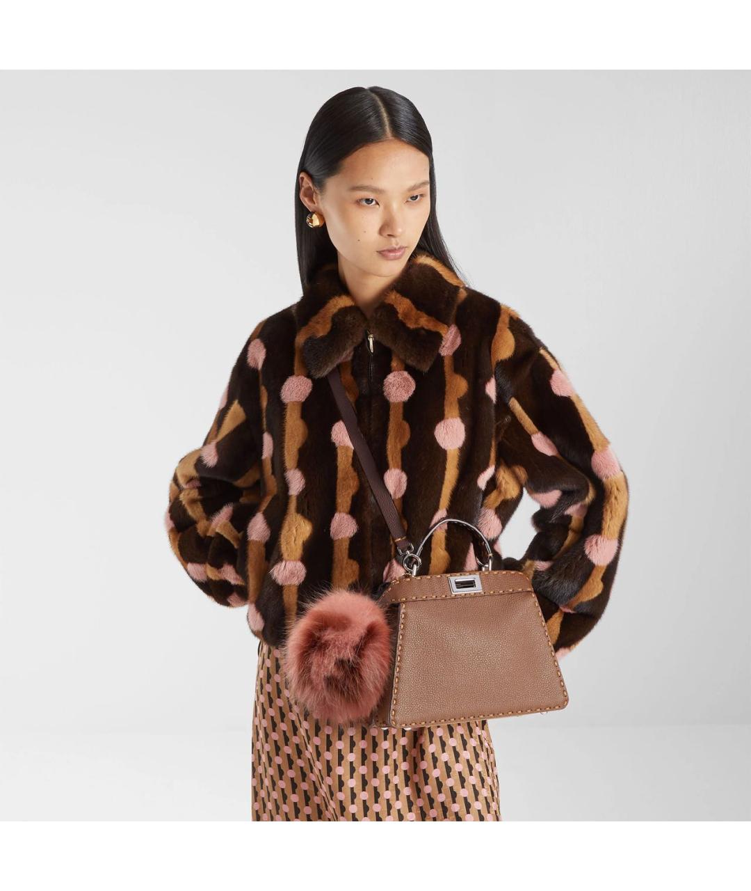 FENDI Коричневая кожаная сумка через плечо, фото 2