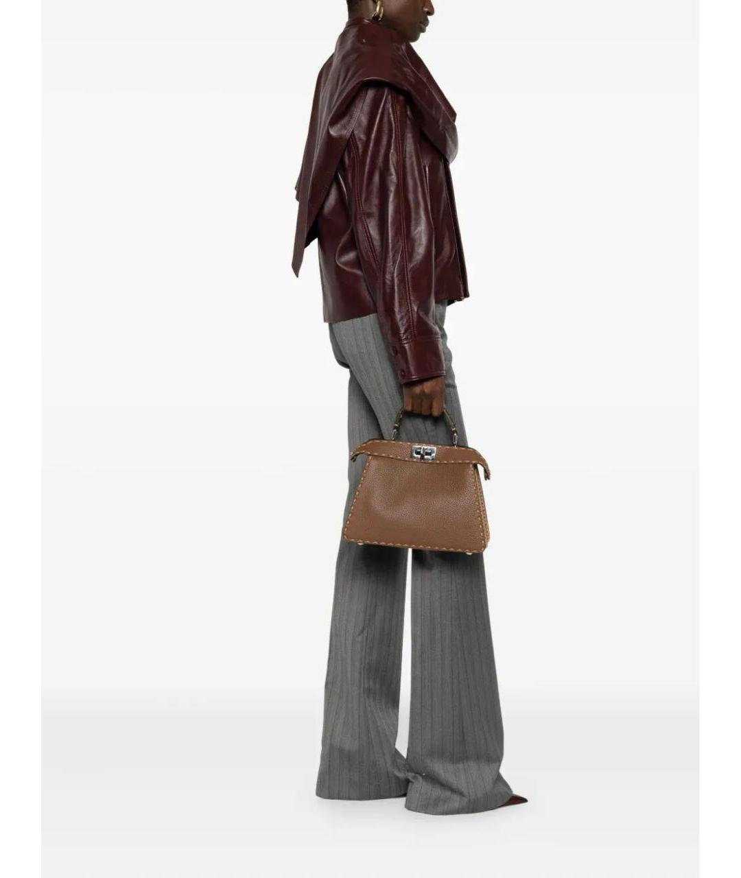 FENDI Коричневая кожаная сумка через плечо, фото 8