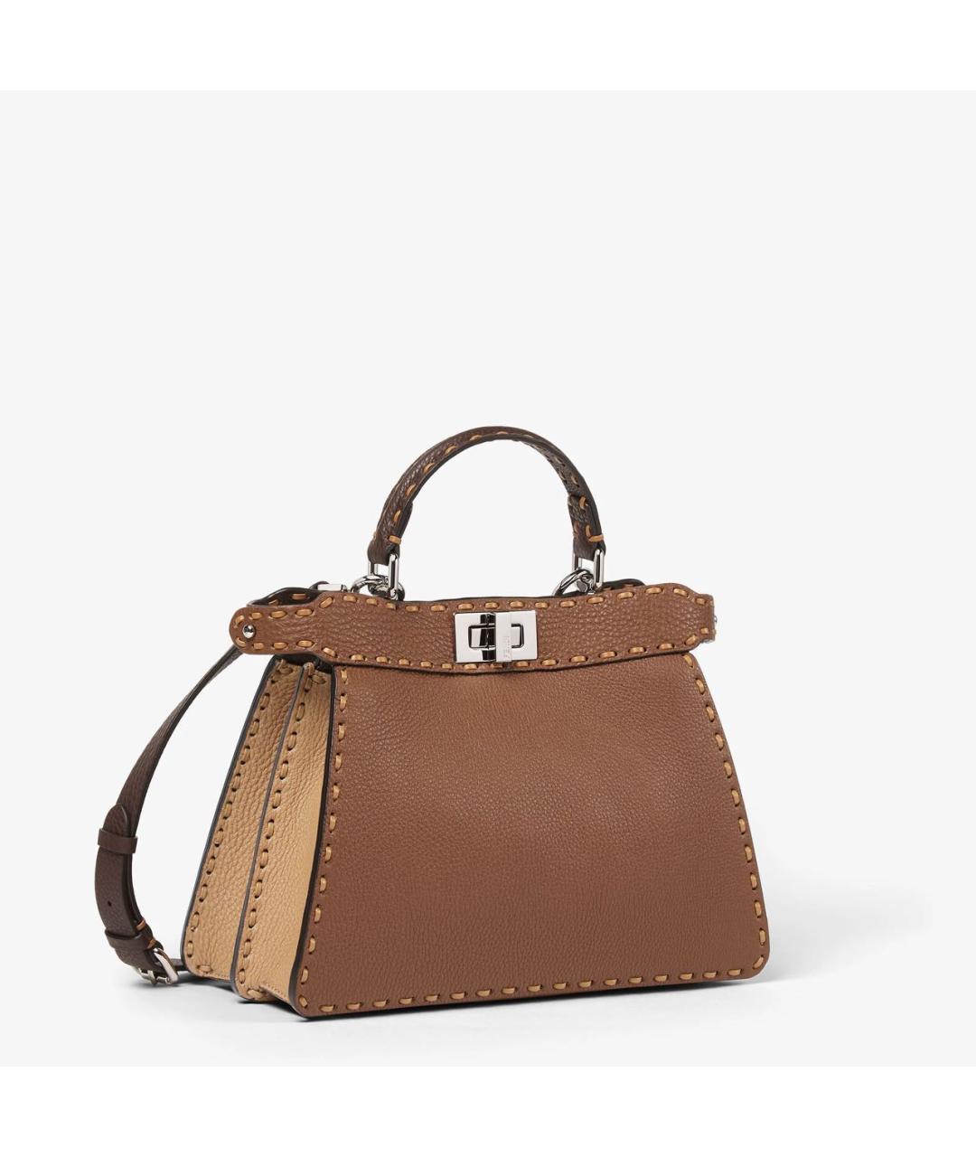 FENDI Коричневая кожаная сумка через плечо, фото 3