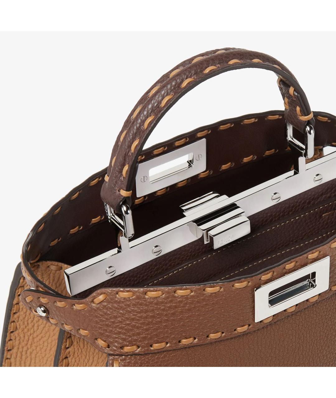 FENDI Коричневая кожаная сумка через плечо, фото 5