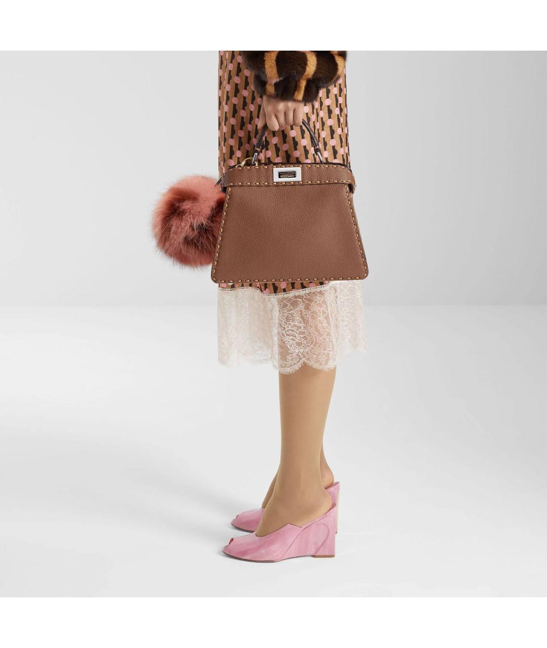 FENDI Коричневая кожаная сумка через плечо, фото 6