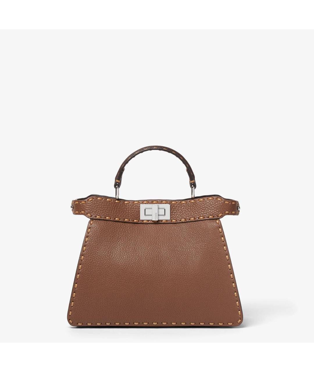 FENDI Коричневая кожаная сумка через плечо, фото 1