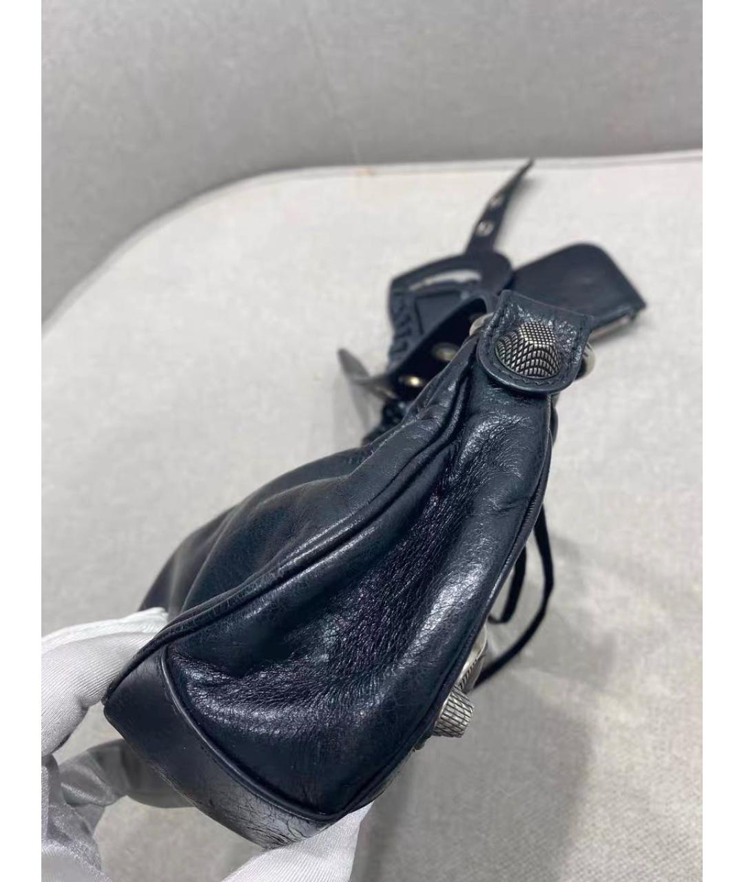 BALENCIAGA Черная кожаная сумка с короткими ручками, фото 5