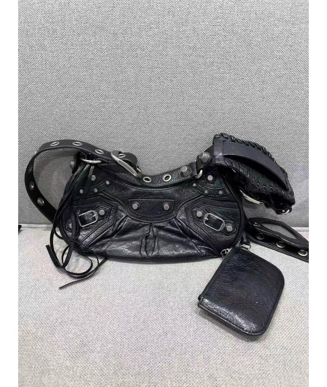 BALENCIAGA Черная кожаная сумка с короткими ручками, фото 2