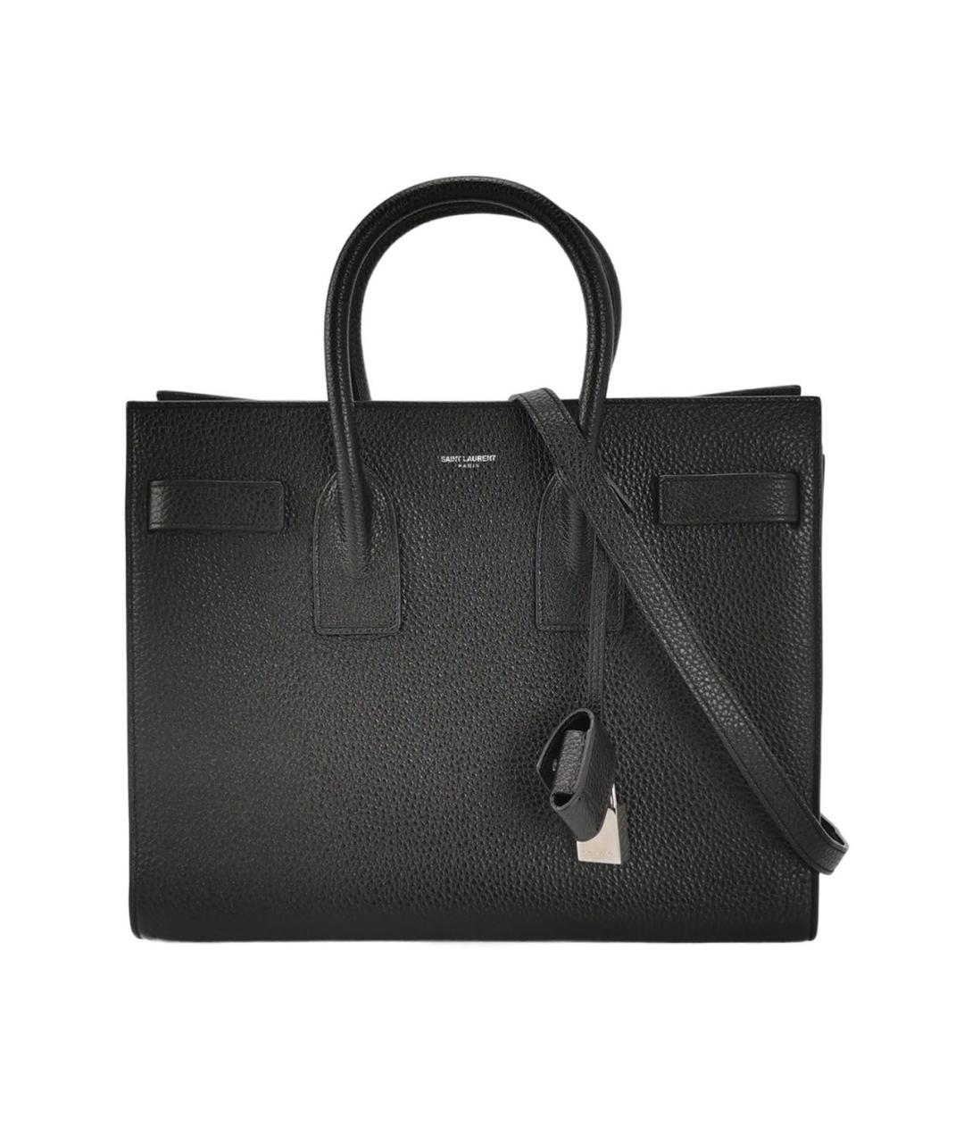 SAINT LAURENT Черная кожаная сумка с короткими ручками, фото 9