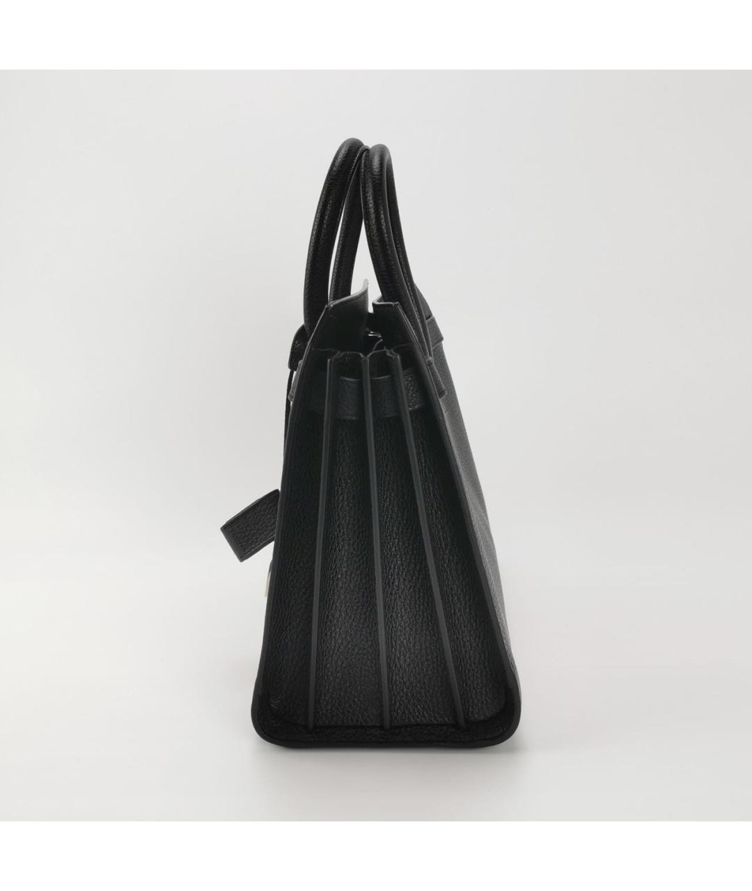 SAINT LAURENT Черная кожаная сумка с короткими ручками, фото 2