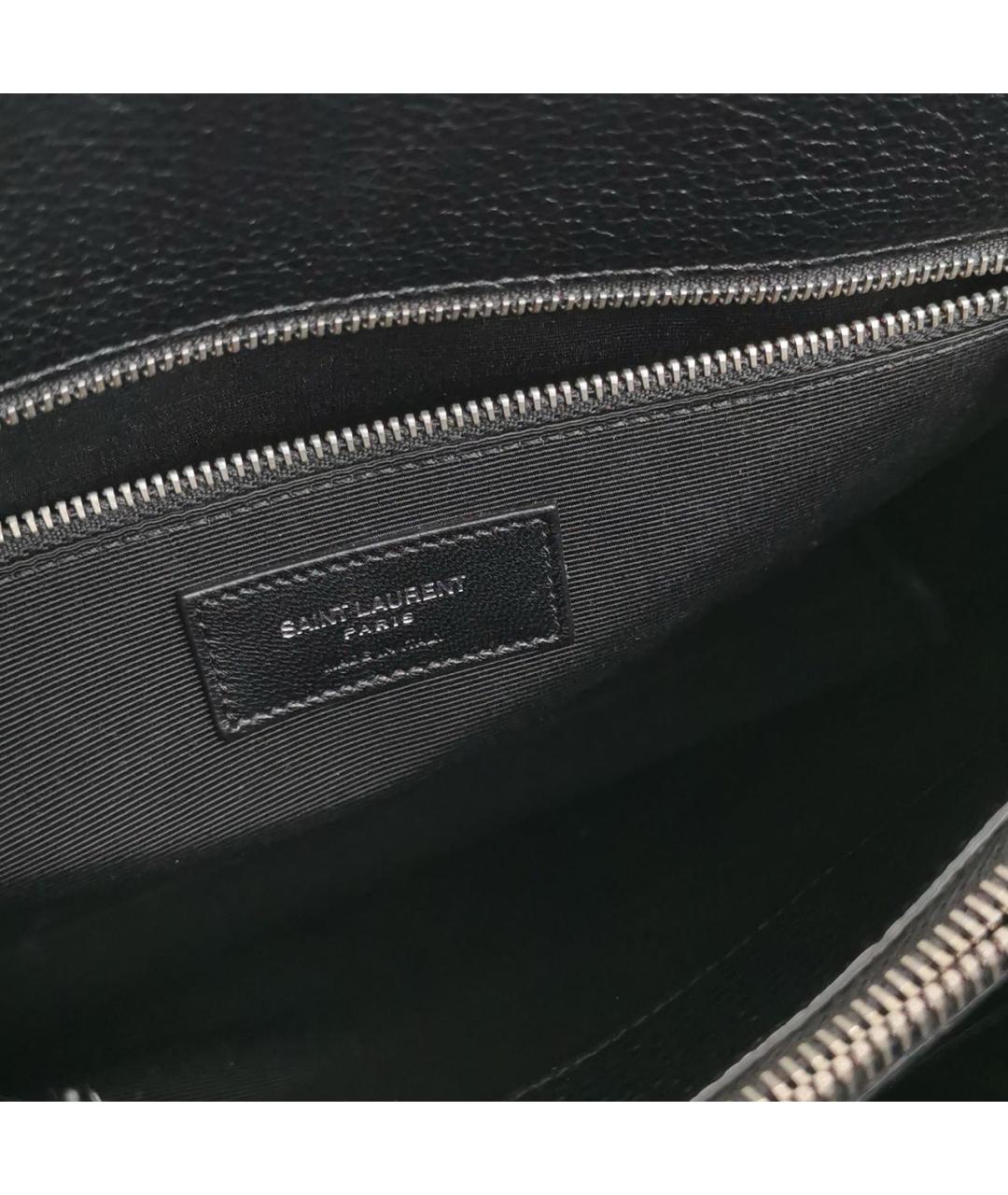 SAINT LAURENT Черная кожаная сумка с короткими ручками, фото 7