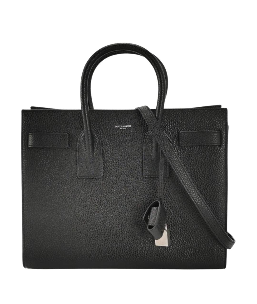 SAINT LAURENT Черная кожаная сумка с короткими ручками, фото 1