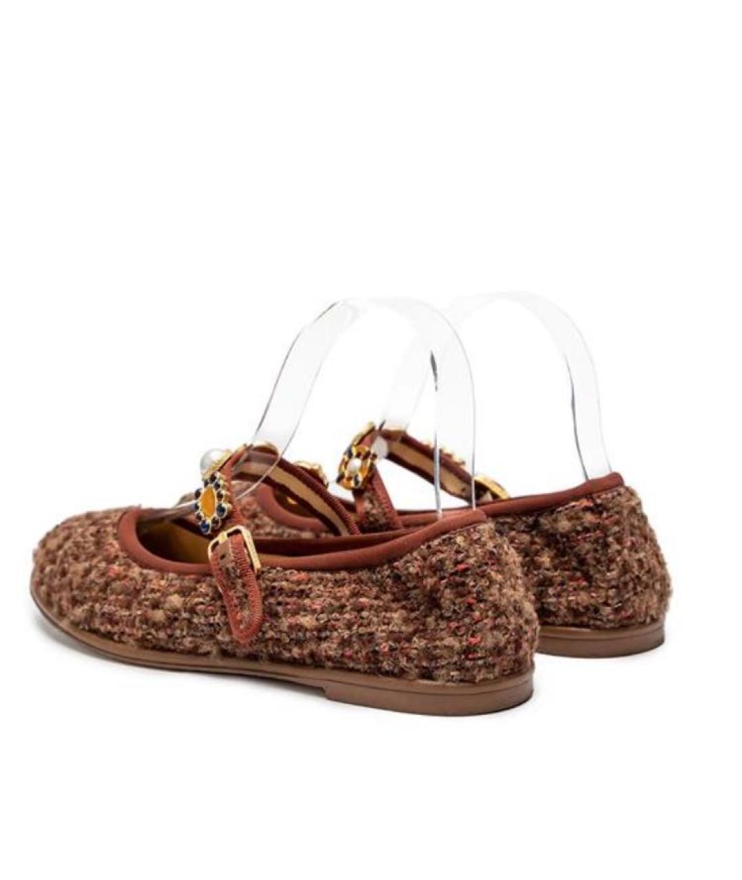 CHANEL Коричневые текстильные балетки, фото 4