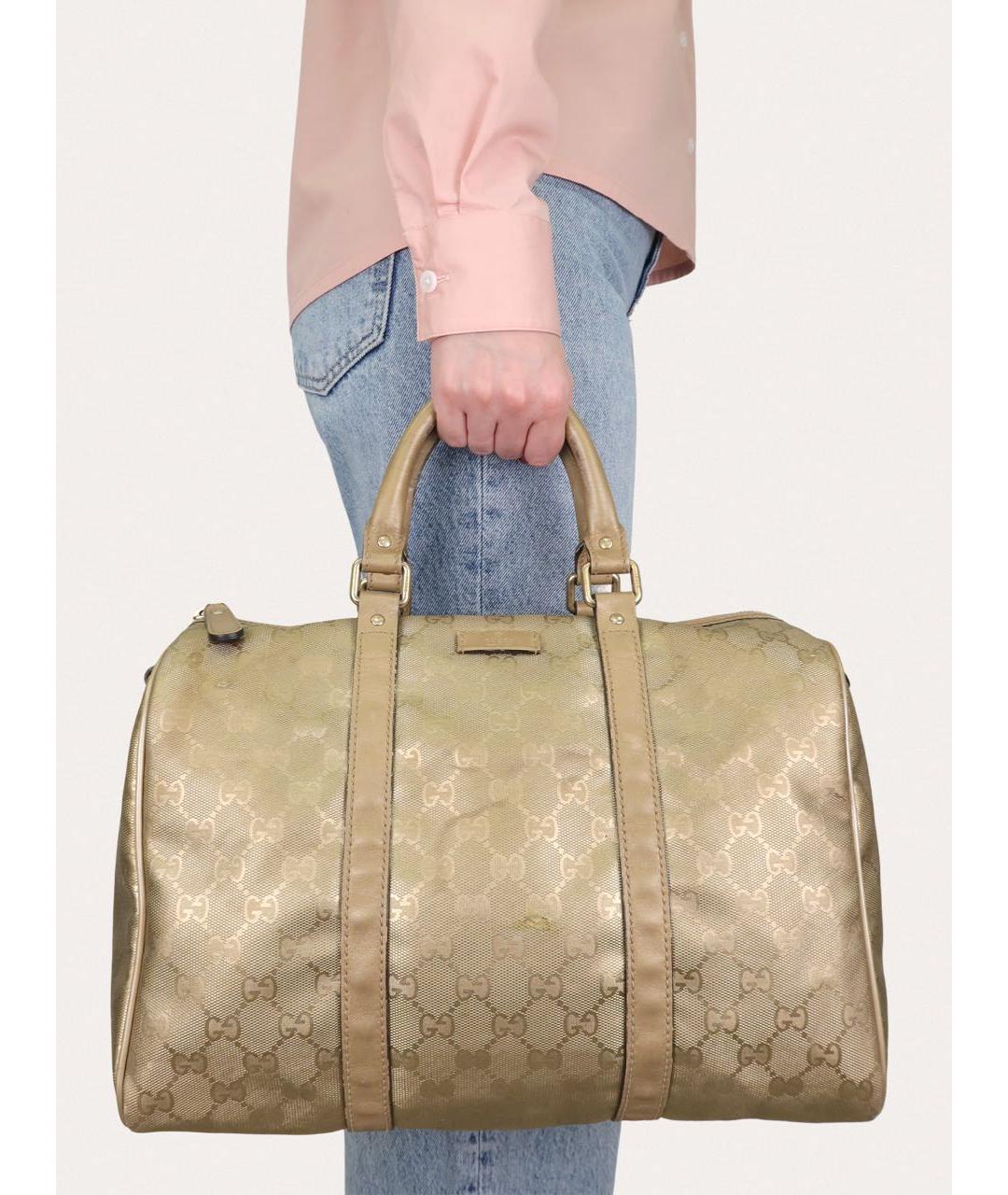 GUCCI Золотая кожаная сумка с короткими ручками, фото 8