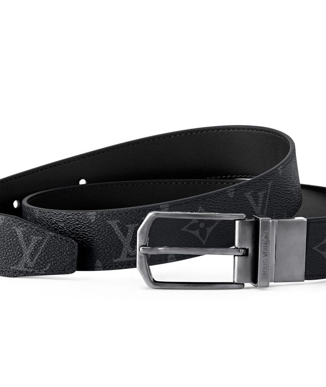 LOUIS VUITTON Черный кожаный ремень, фото 3