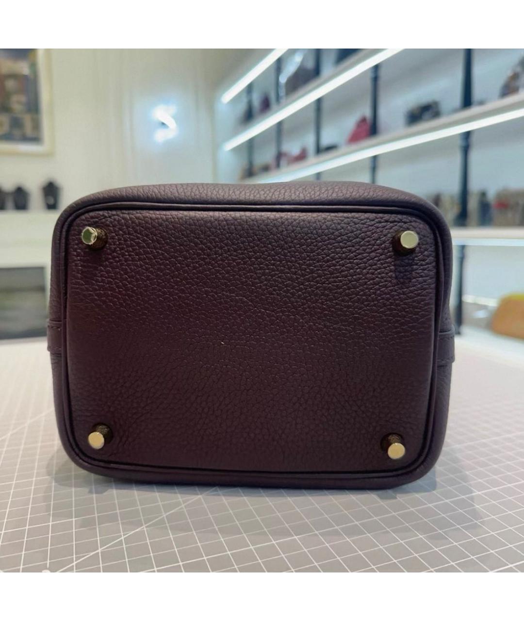 HERMES Коричневая кожаная сумка с короткими ручками, фото 6