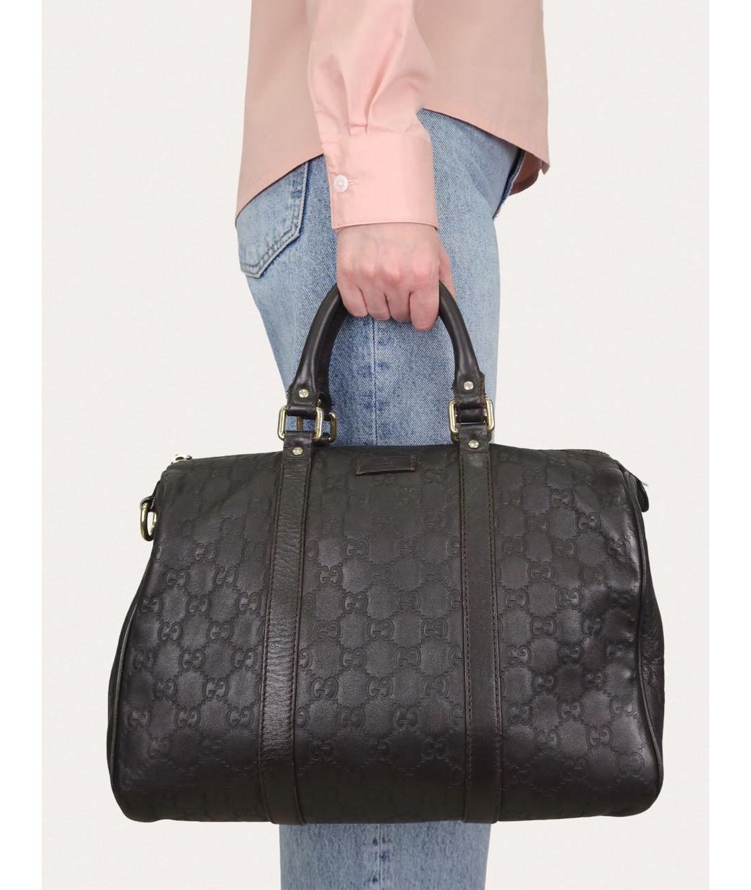 GUCCI Коричневая кожаная сумка с короткими ручками, фото 5