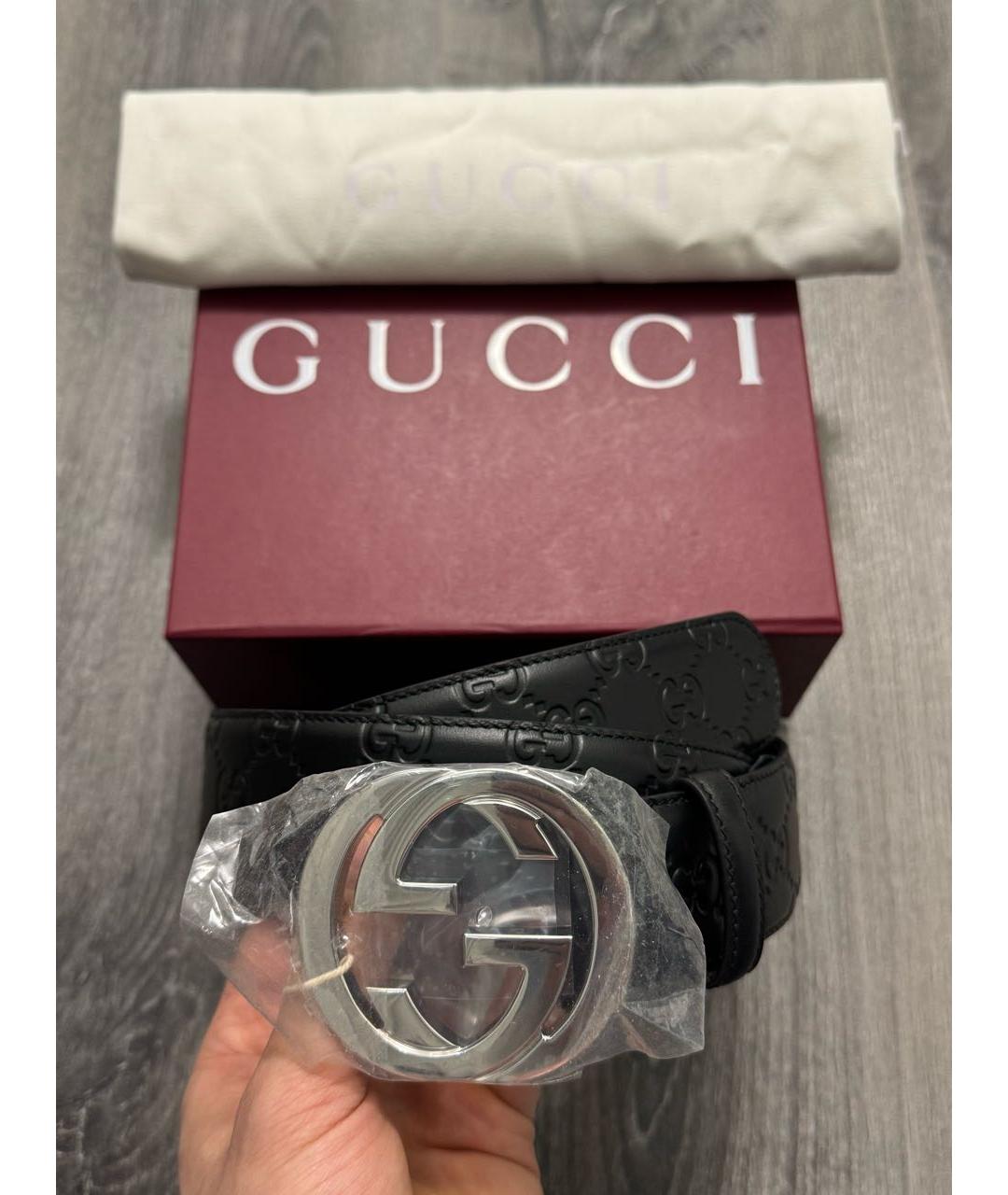 GUCCI Черный кожаный ремень, фото 7