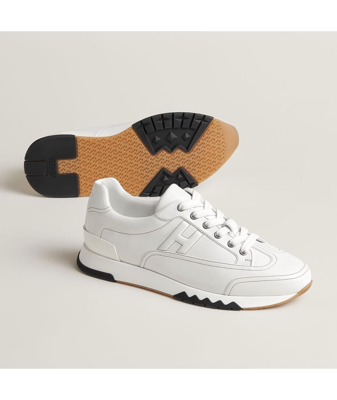 HERMES Белые кожаные низкие кроссовки / кеды, фото 2