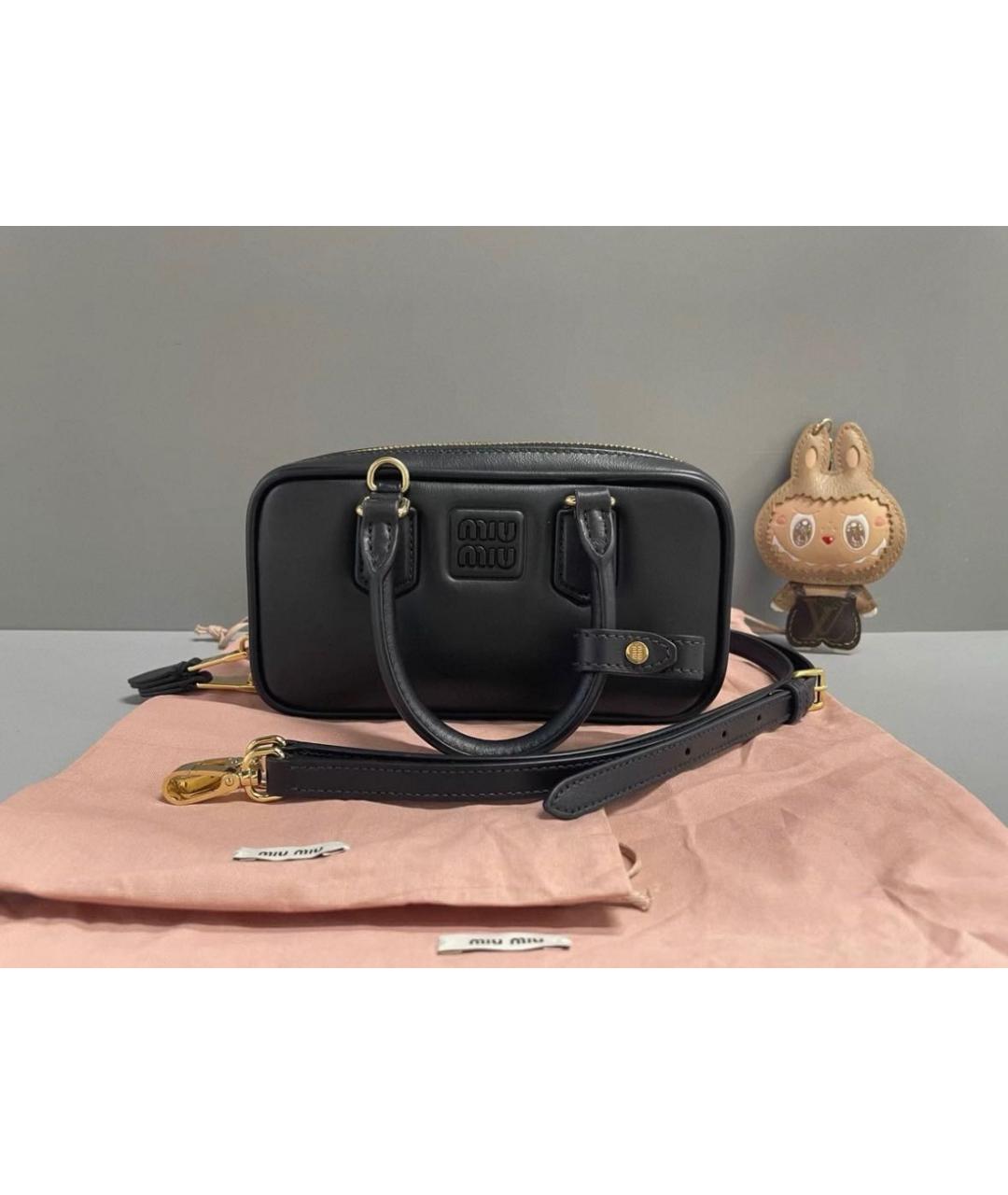 MIU MIU Черная кожаная сумка с короткими ручками, фото 2
