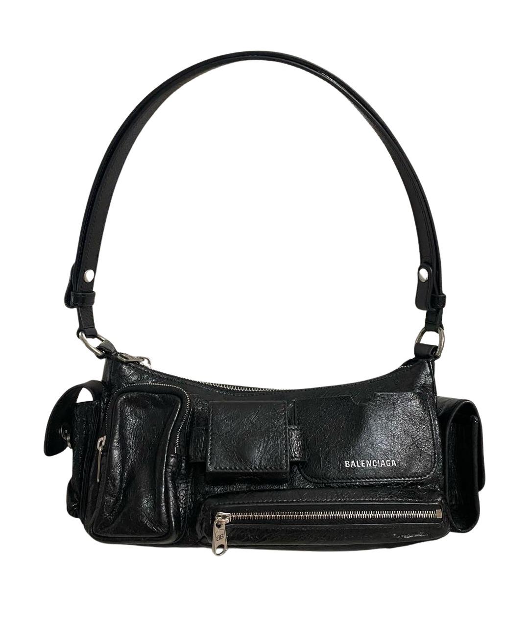 BALENCIAGA Черная кожаная сумка через плечо, фото 1