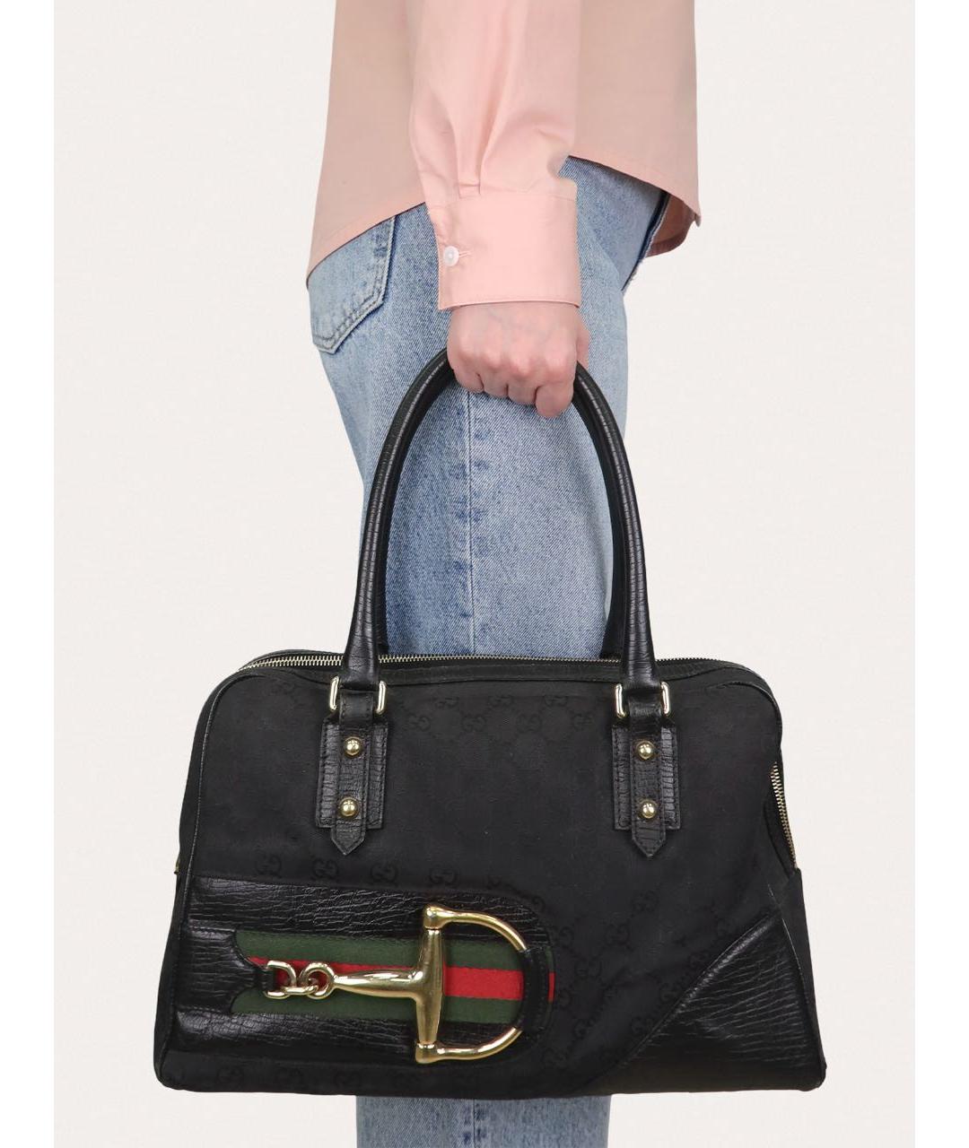 GUCCI Черная кожаная сумка с короткими ручками, фото 5