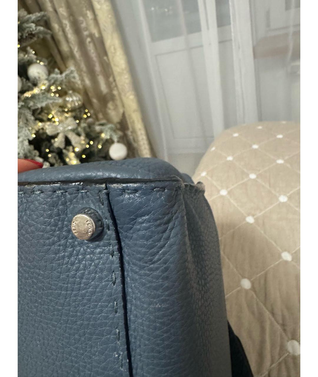 FENDI Серая кожаная сумка с короткими ручками, фото 8