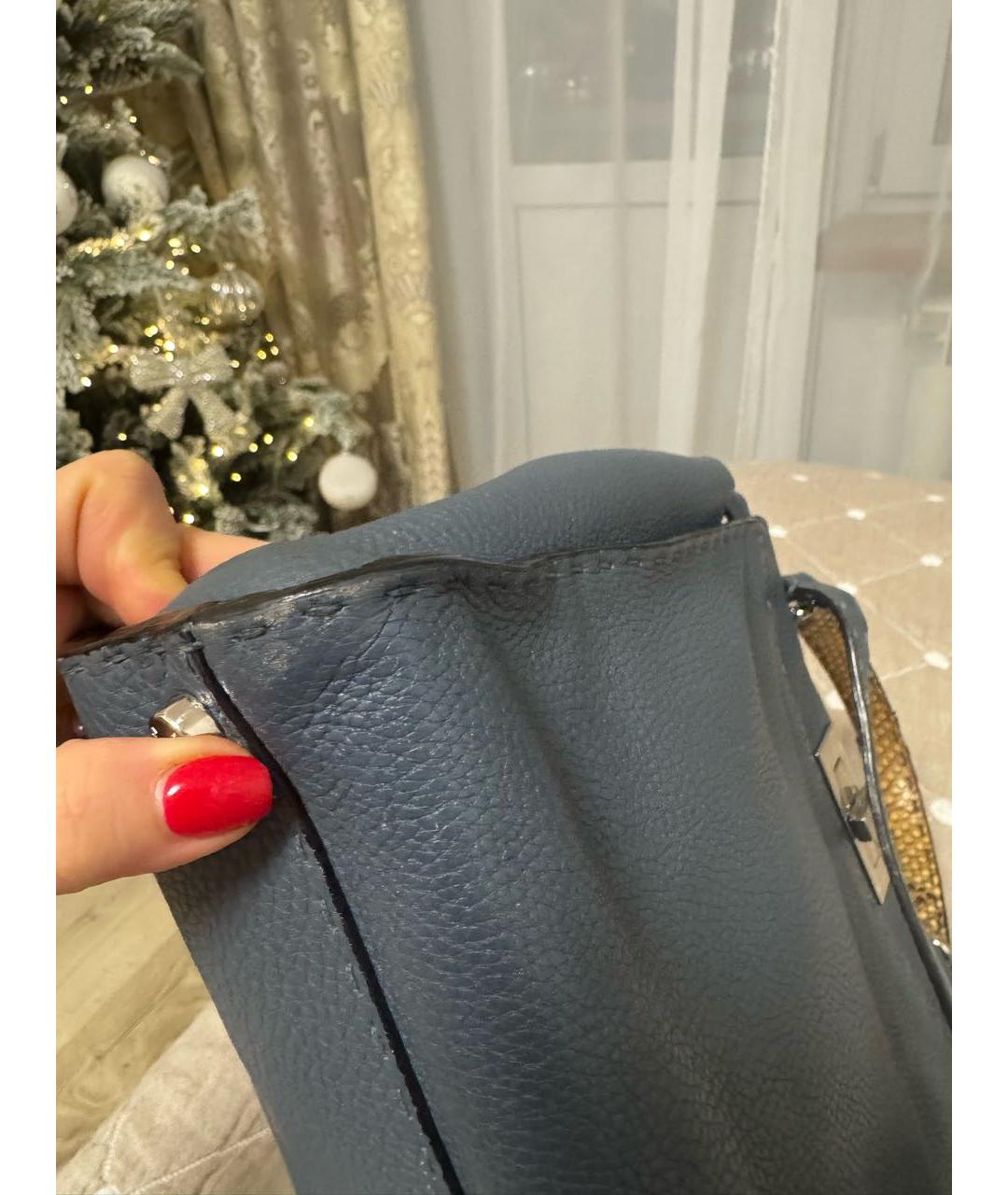 FENDI Серая кожаная сумка с короткими ручками, фото 7