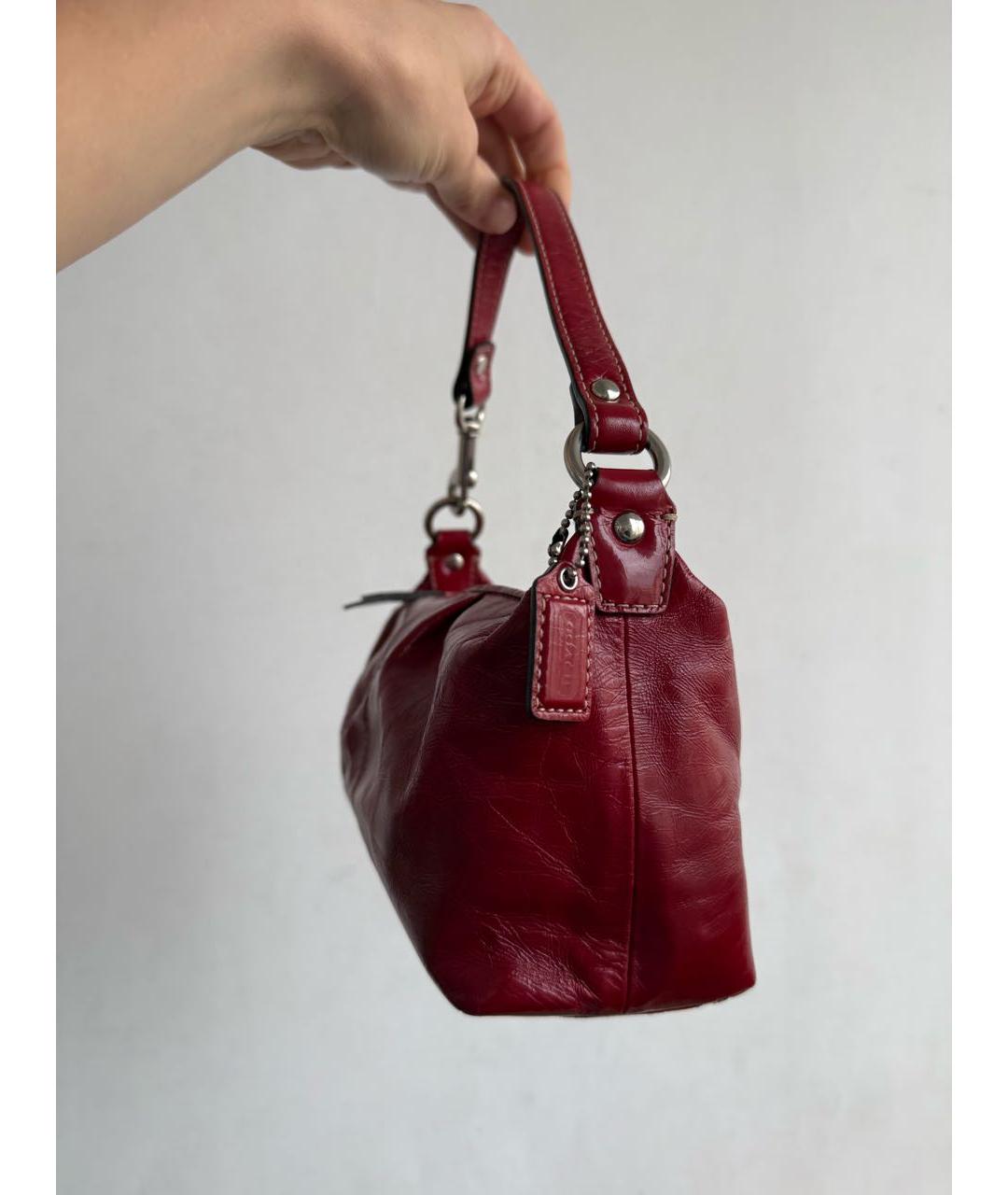 COACH Красная кожаная сумка с короткими ручками, фото 7