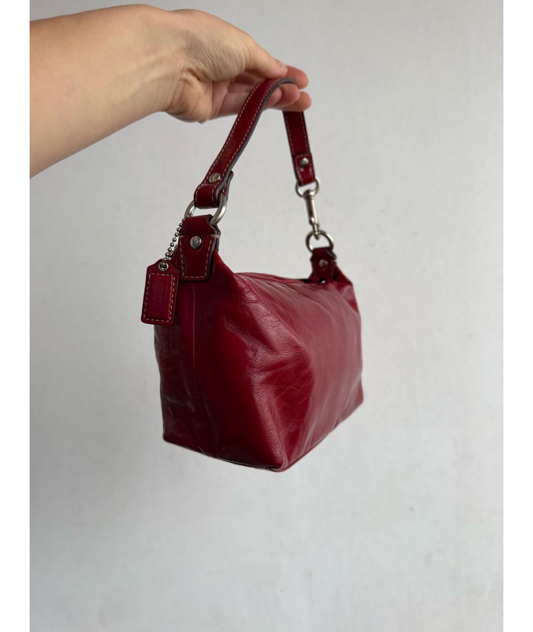 COACH Красная кожаная сумка с короткими ручками, фото 4