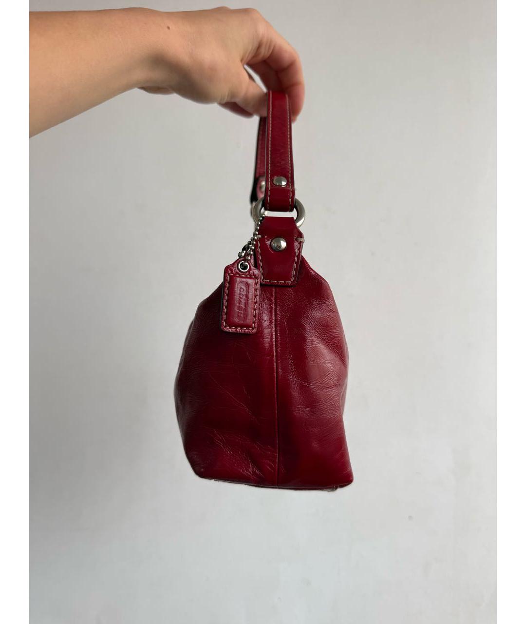 COACH Красная кожаная сумка с короткими ручками, фото 3
