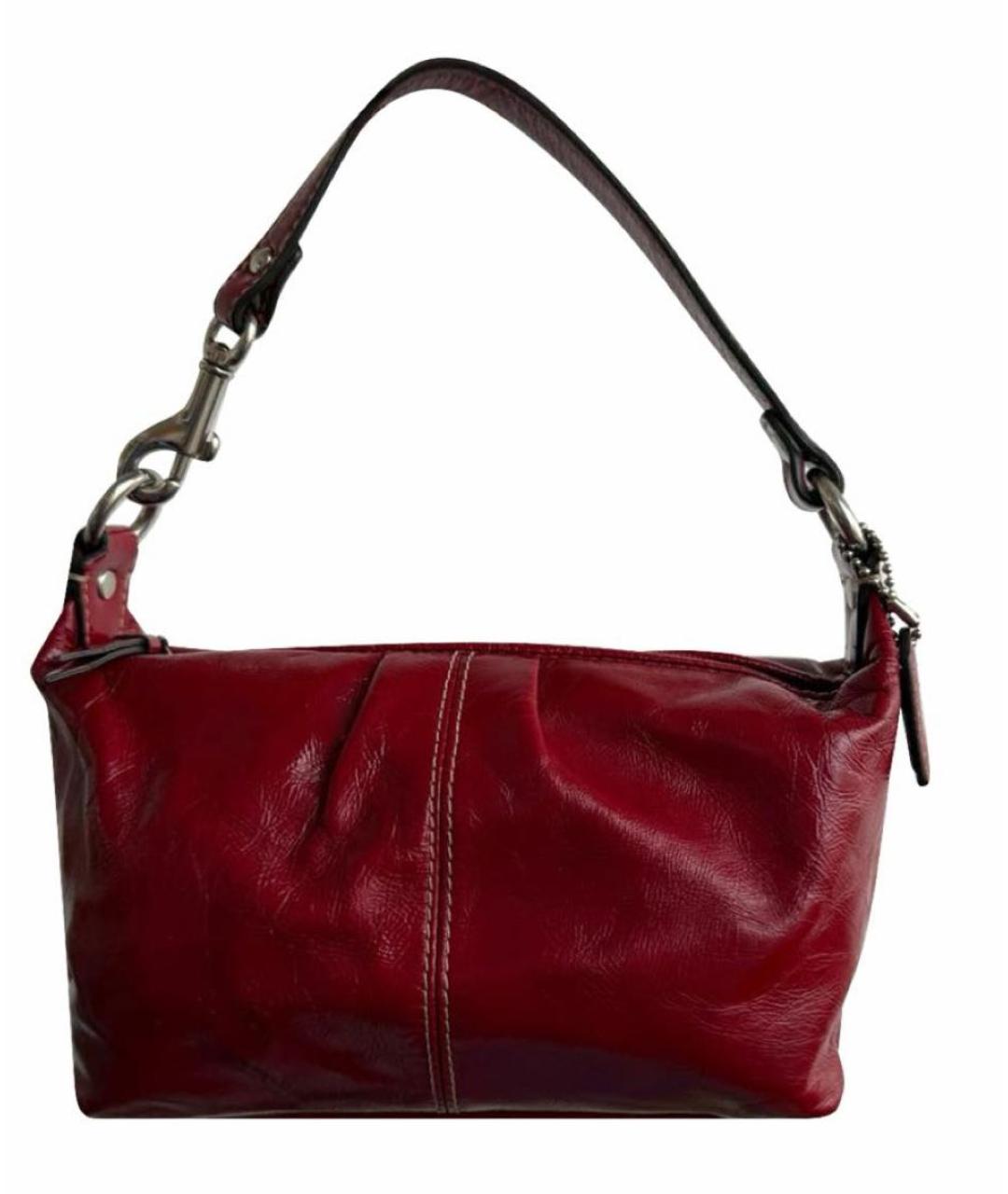 COACH Красная кожаная сумка с короткими ручками, фото 9