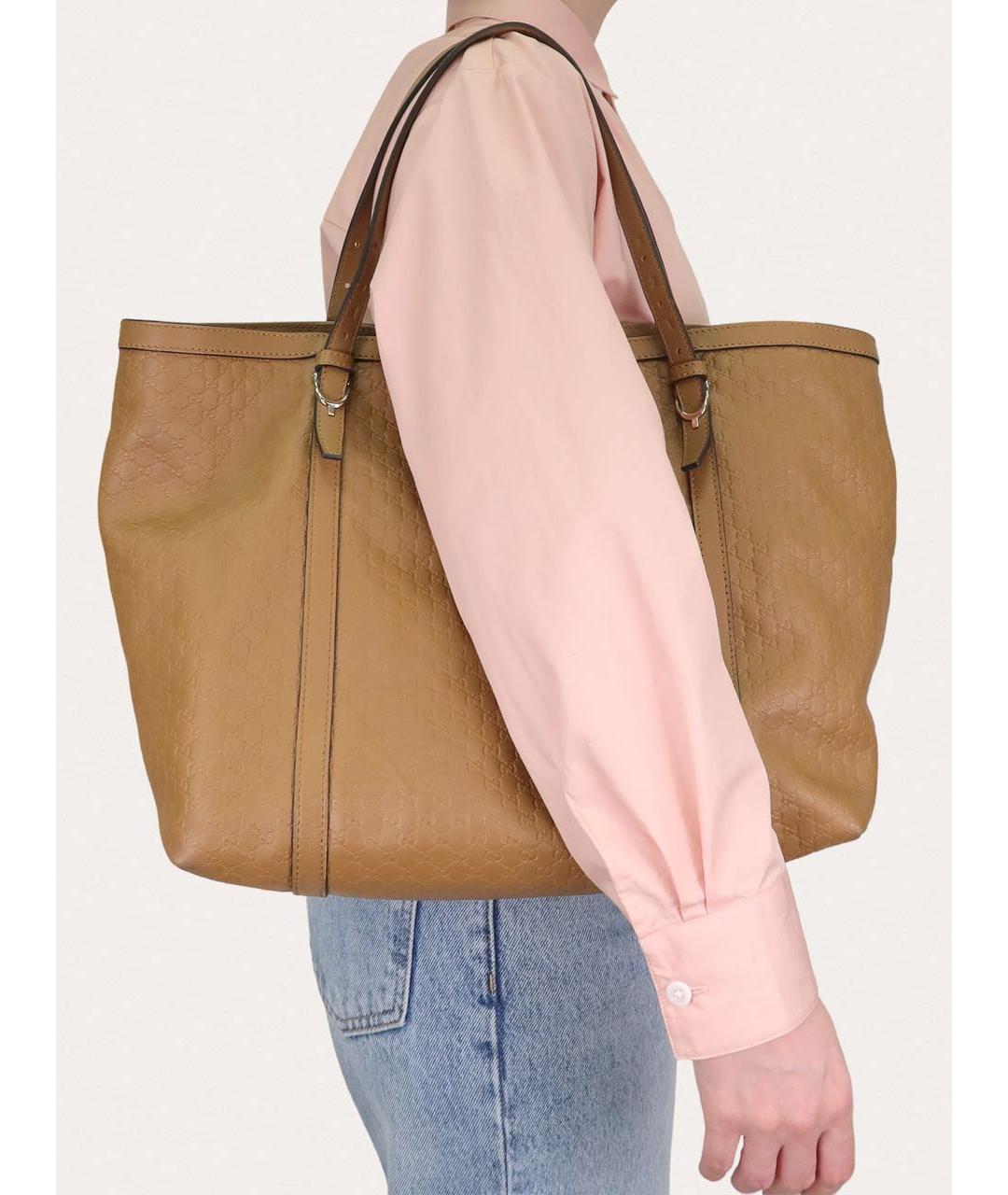 GUCCI Коричневая кожаная сумка с короткими ручками, фото 5