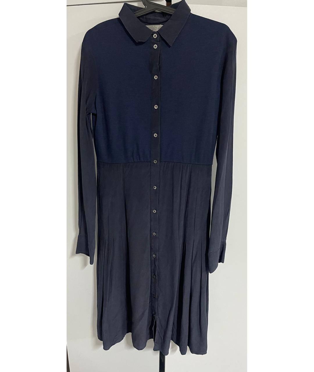 SPORTMAX Синее шелковое повседневное платье, фото 6