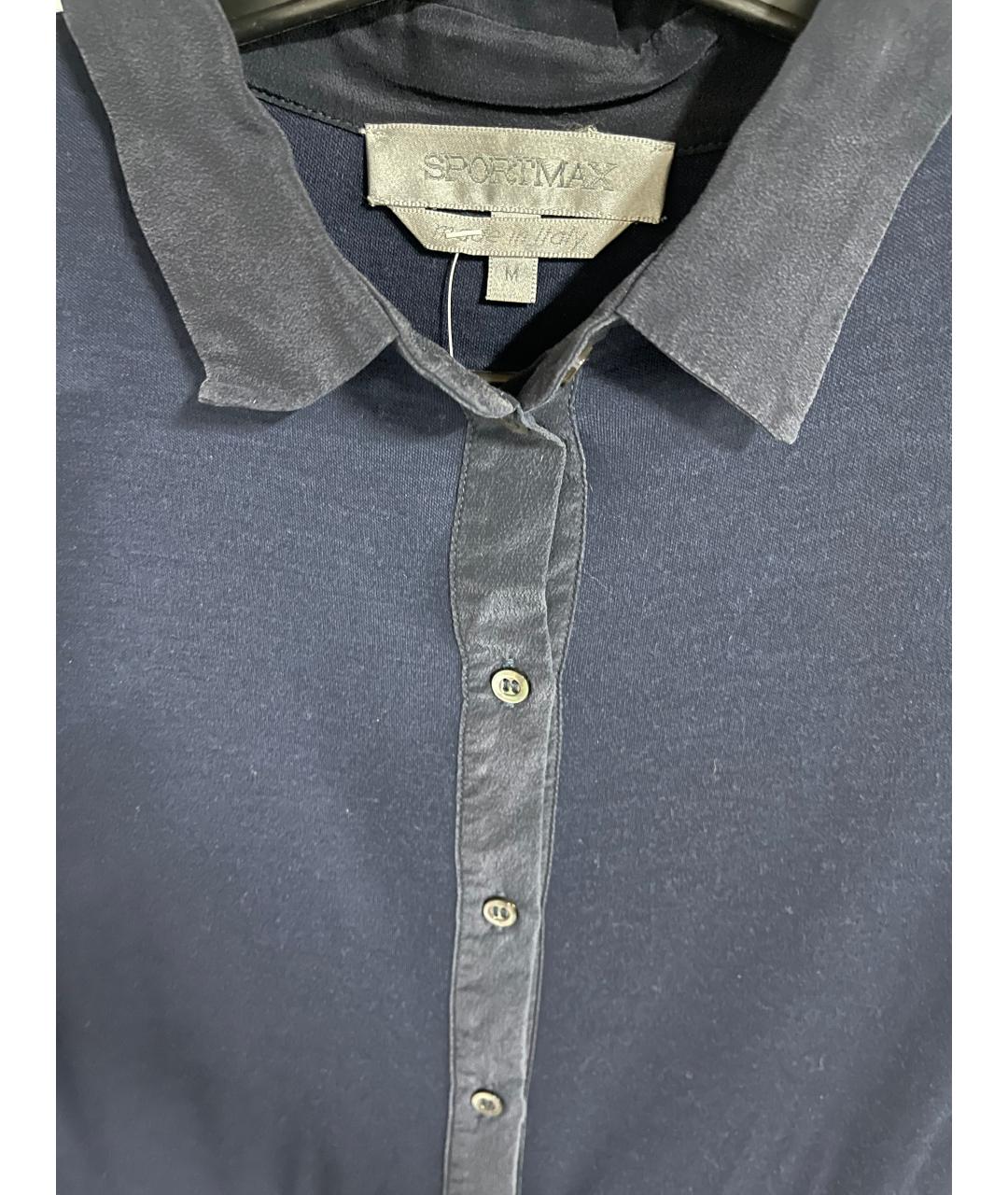 SPORTMAX Синее шелковое повседневное платье, фото 3