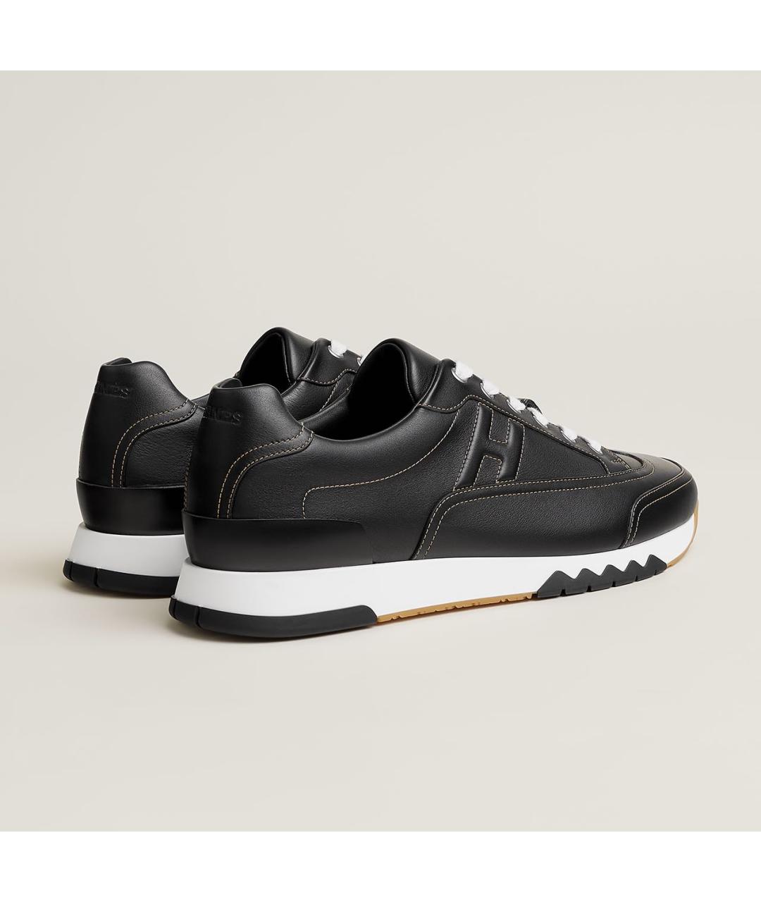 HERMES Черные кожаные низкие кроссовки / кеды, фото 3