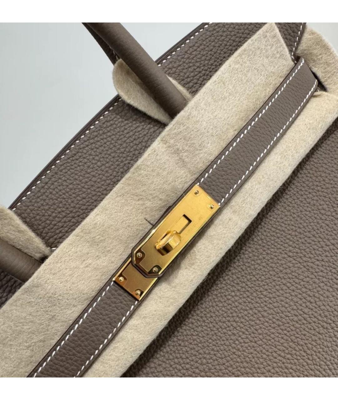 HERMES Коричневая кожаная сумка с короткими ручками, фото 5