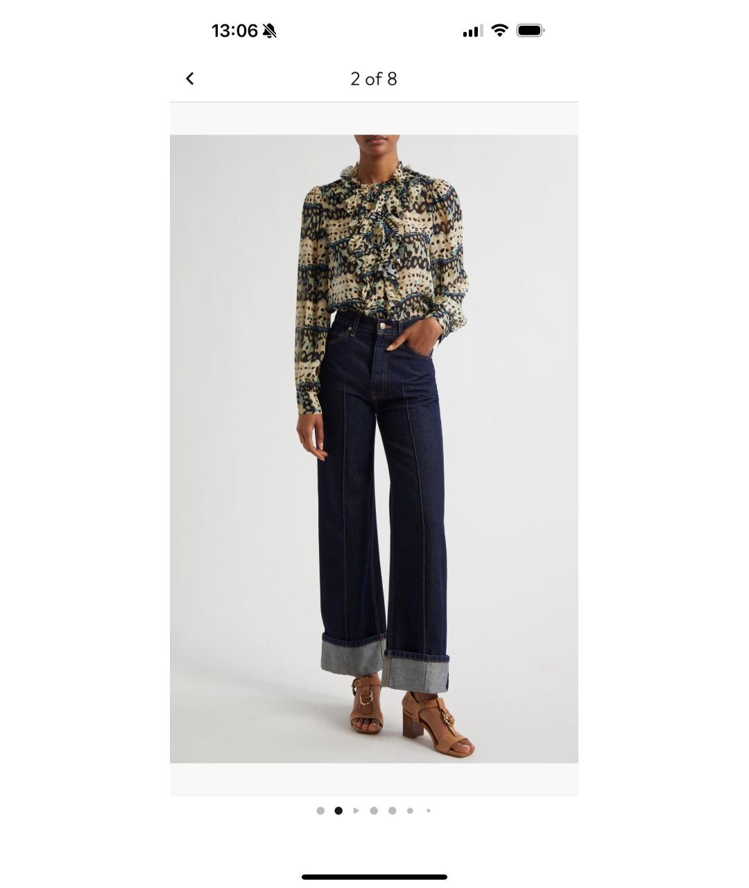 ULLA JOHNSON Темно-синие хлопковые прямые джинсы, фото 4