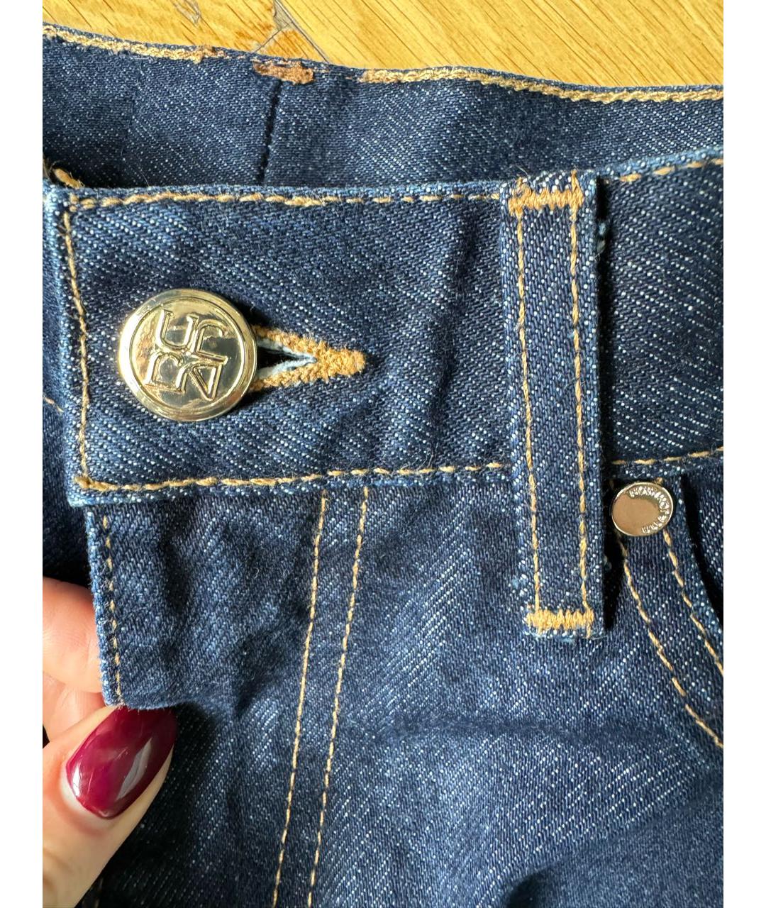 ULLA JOHNSON Темно-синие хлопковые прямые джинсы, фото 5