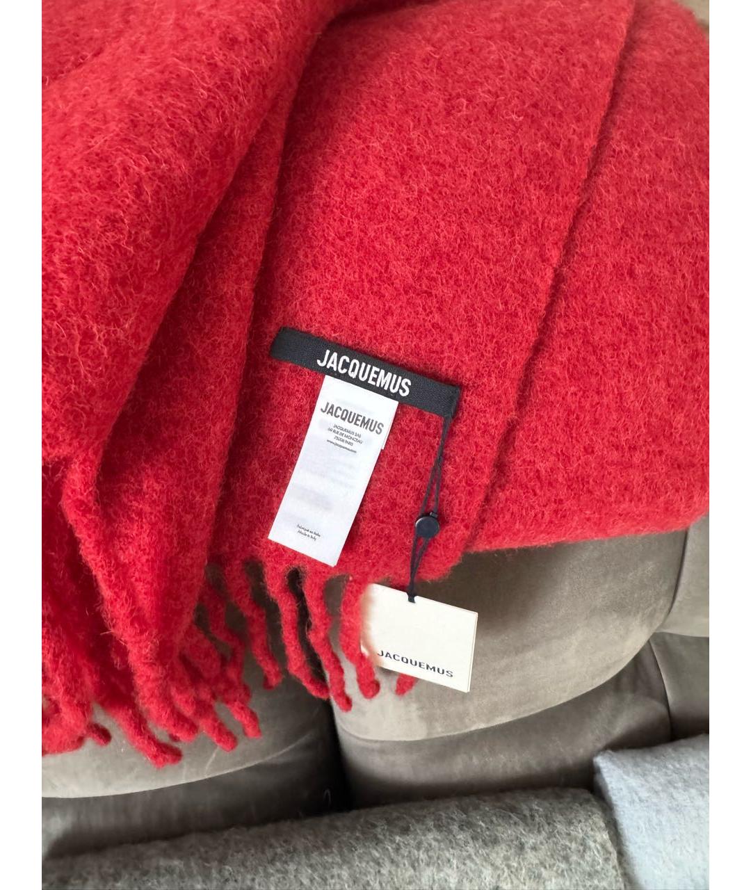 JACQUEMUS Красный шерстяной шарф, фото 4