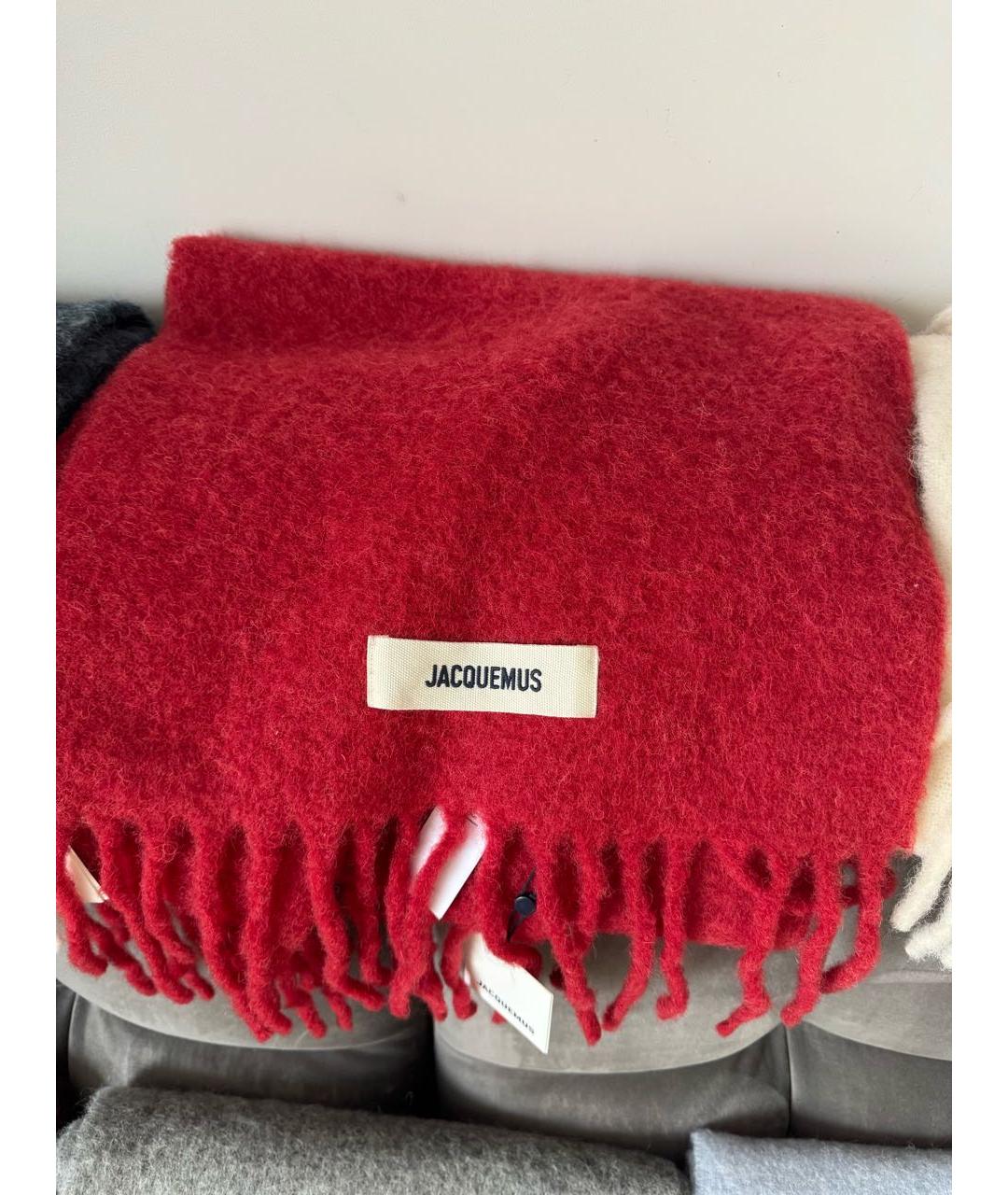 JACQUEMUS Красный шерстяной шарф, фото 3