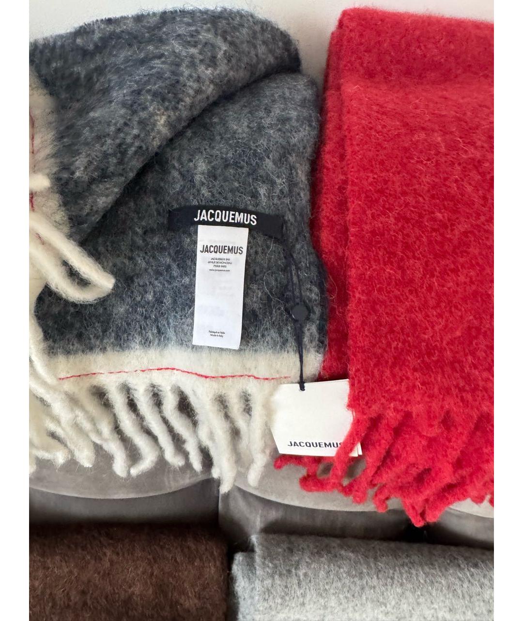 JACQUEMUS Красный шерстяной шарф, фото 5