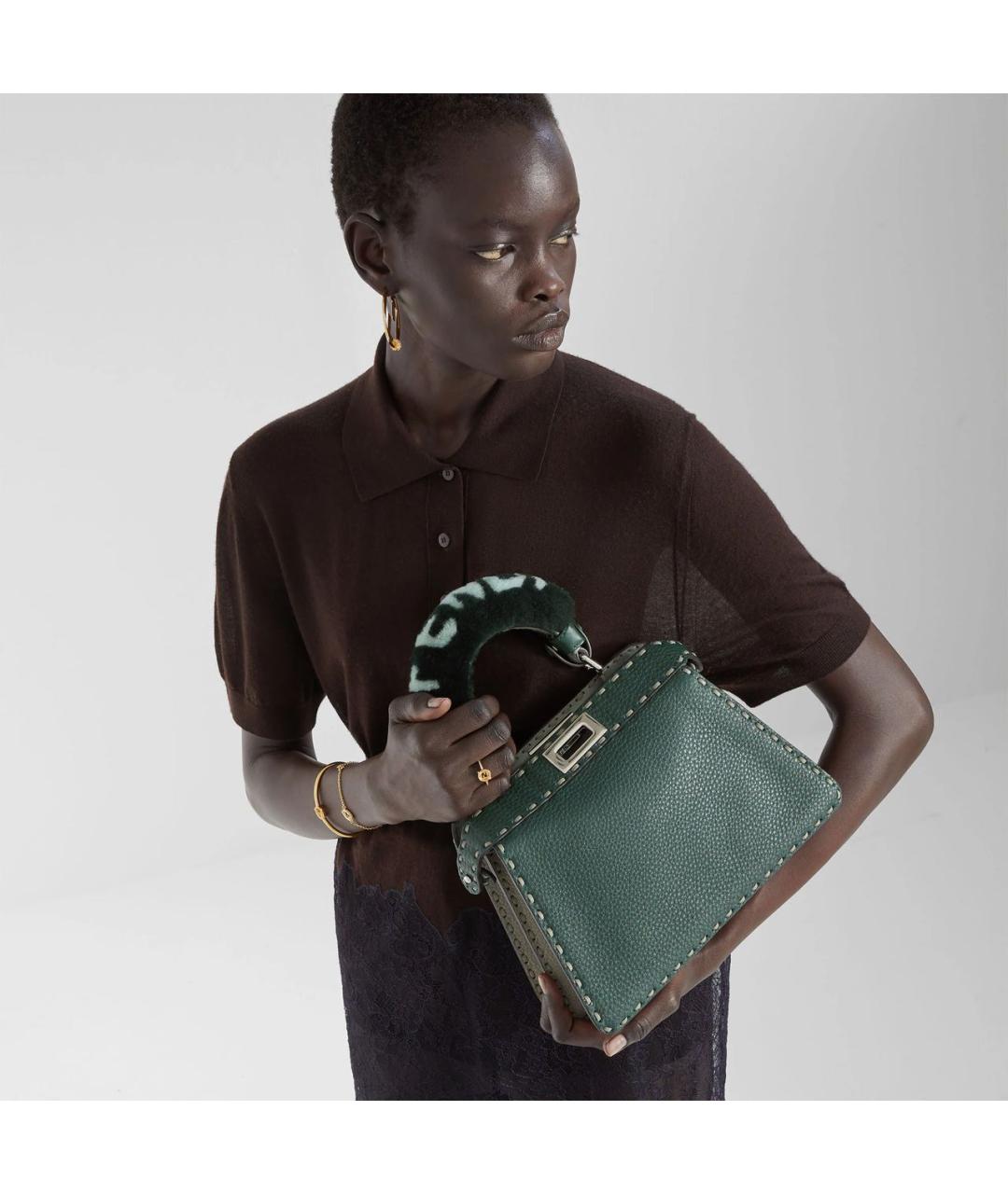 FENDI Зеленая кожаная сумка через плечо, фото 2