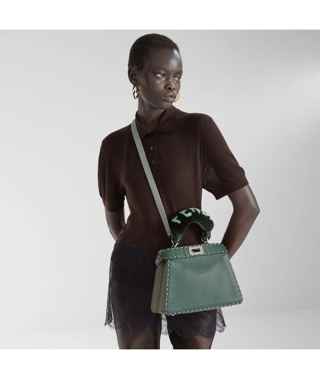 FENDI Зеленая кожаная сумка через плечо, фото 6